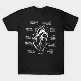 Anatomical Heart Cardiac Nurse Parts Of Heart T-Shirt